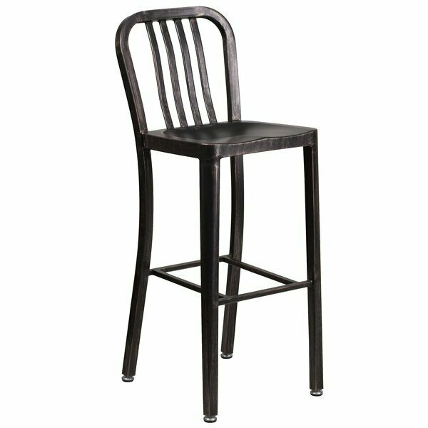 Flash Furniture CH-61200-30-BQ-GG Black-Antique Gold Metal Outdoor Bar Height Chair 354CH61230BQ